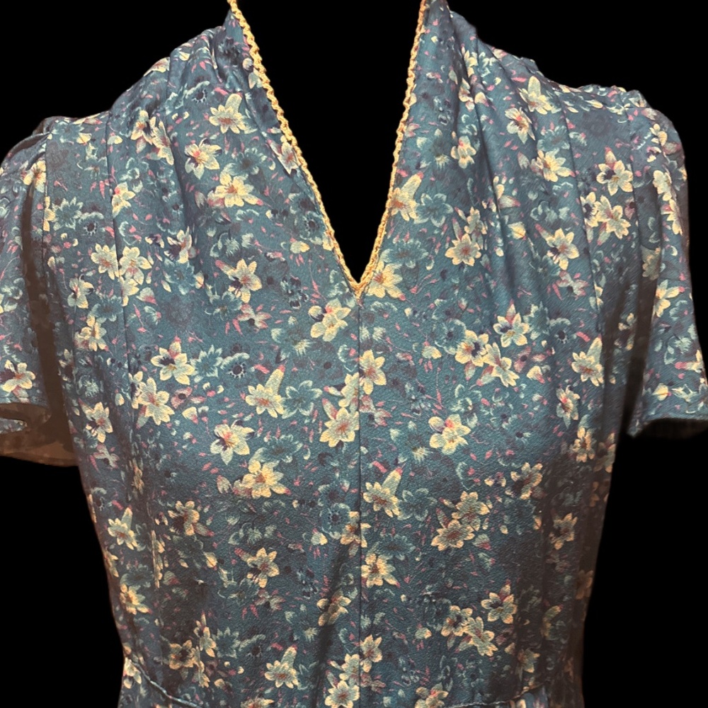 70s Floral Polyester Dress